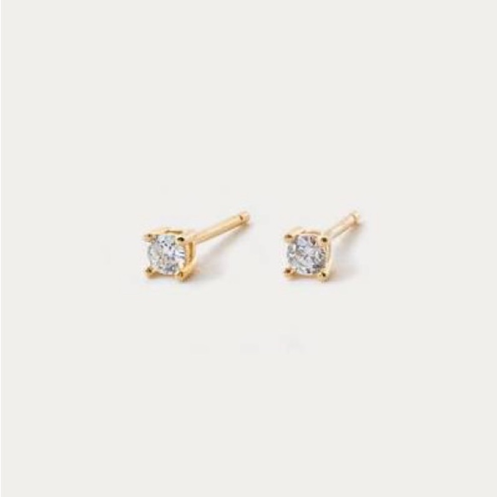 Gold CZ Stud Earrings - Classic Everyday Sparkle